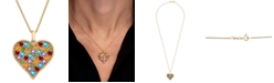 Macy's Multi-Gemstone Pav&eacute; Heart 18" Pendant Necklace (2 ct. t.w.) in 14k Gold-Plated Sterling Silver